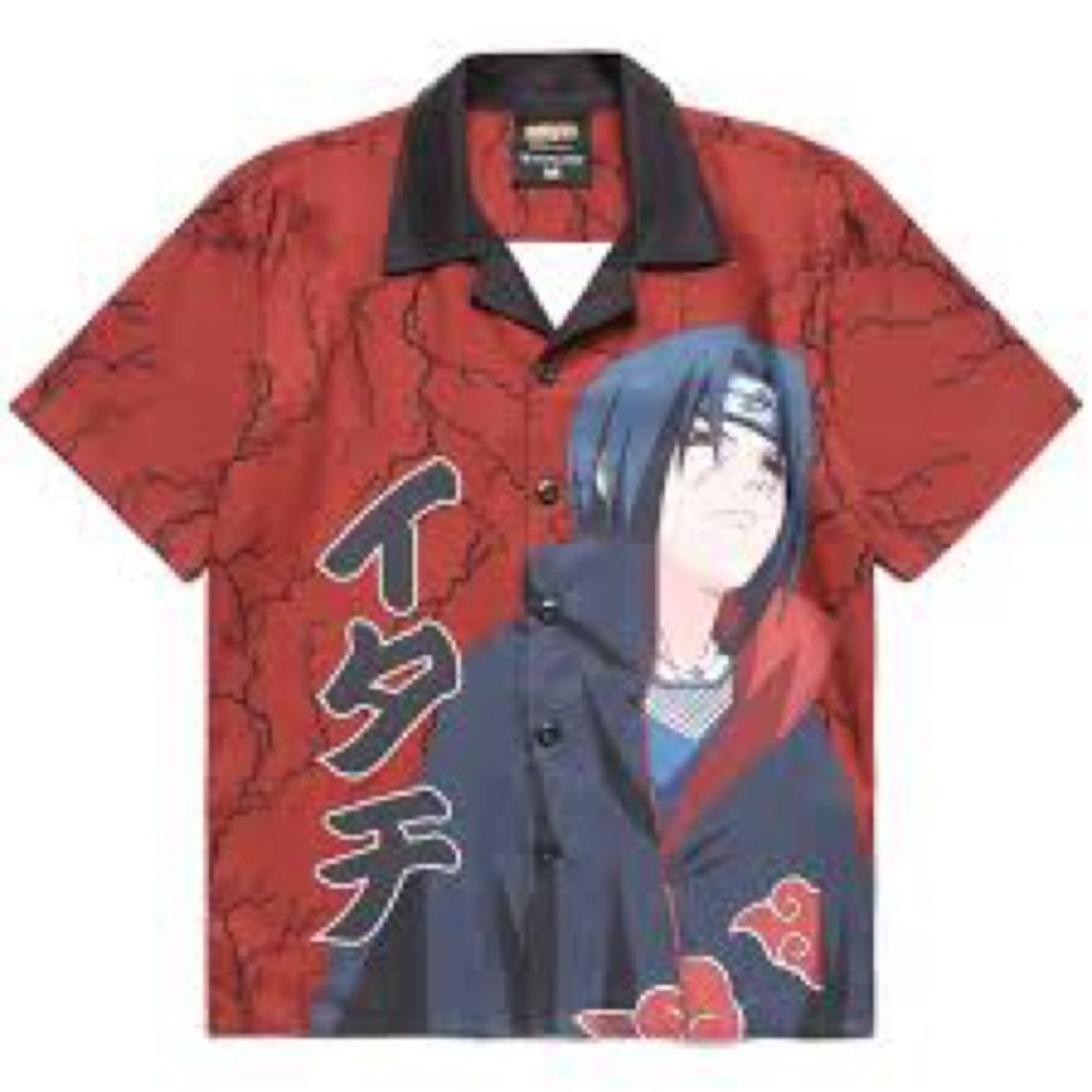 Hypland Anime Naruto Button Down Collared Shirt Large